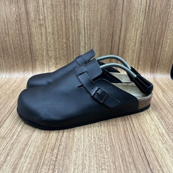 Birkenstock Boston Unisex Black Leather Clogs Mules Sandals Sz EU45, L14 M12 290 - Picture 4 of 11